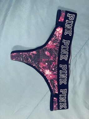 PINK Victoria's Secret Navy & Pink Fireworks Logo Thong